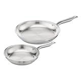 Tefal E492S2 Virtuoso 2-teiliges Pfannenset | 24 + 28 cm | hochwertiger Premium-Edelstahl | unversiegelt | gebürstetes Finish | induktionsgeeignet | Backofengeeignet bis zu 250°C