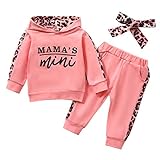 Geagodelia Babykleidung Set Baby Mädchen Kleidung Outfit Langarm Kapuzenpullover Top + Hose Neugeborene Kleinkinder Weiche Babyset Mama's Mini (Pink 725, 6-12 Monate)