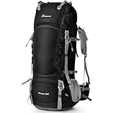 MOUNTAINTOP Trekkingrucksack 80L Wanderrucksack Herren Damen Reiserucksack Großer Rucksack mit Regenschutz für Outdoor Reisen Camping Trekking (Schwarz)