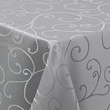 Homaxy Tischdecke Abwaschbar Rechteckig 100x140cm Polyester Tischtuch Tafeldecke Jacquard Tischwäsche Ornamente Schmutzabweisend Pflegeleicht, Grau