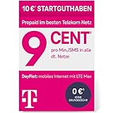 Telekom MagentaMobil Prepaid Basic SIM-Karte | 9ct pro Minute/SMS in alle dt. Netze | 10 EUR Startguthaben | Ohne Vertragsbindung I Volle Kostenkontrolle