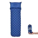 GEEDIAR Isomatte Camping aufblasbare Luftmatte mit Kissen 190x59x6 cm Farbe dunkel blau, Ultraleicht tragbare Luftmatratze für Camping Ausflug Deppel Zelt inkl. kleinem Packsack (Dunkel Blau)