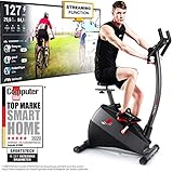 Ergometer SPORTSTECH ESX500 mit Smartphone App Steuerung und Live & On Demand Kurse+ 5,5 Zoll Display, 12KG Schwungmasse, Pulsgurt kompatibel – Fitness Bike Heimtrainer mit (ESX500 silber)