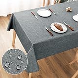 AooHome Tischdecke Abwaschbar, Grau Tischdecken 100x140cm Leinen-Optik Tischtuch aus Polyester Wasserabweisend mit Lotuseffekt, Dauerhaft Kratzfest für Wohnzimmer, Esszimmer, Balkon, Garten