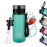 MOMO WAY Trinkflasche Tritan Wasserflasche Mit Früchtebehälter Wiederverwendbare Sportflasche Für Schule Gym Geschenk BPA-Frei 1-Klick Verschluss Mint 600ml