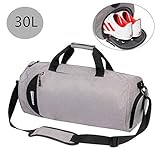 fenrad Sporttasche mit Schuhfach Nassfach für Damen/Männer/Junge/Kinder, Groß Reisetasche Fitnesstasche wasserdicht Handgepäck Tasche, Schultertaschen, Trainingstasche, Weekender (30L Grau)