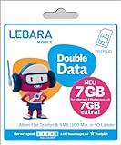 Lebara Prepaid SIM-Karte mit HELLO! 7+7 Prepaid Tarif ohne Vertrag | Allnet Flat Telefonie & SMS, 7 GB Datenvolumen inkl. LTE und 100 Frei-Min. ins Ausland